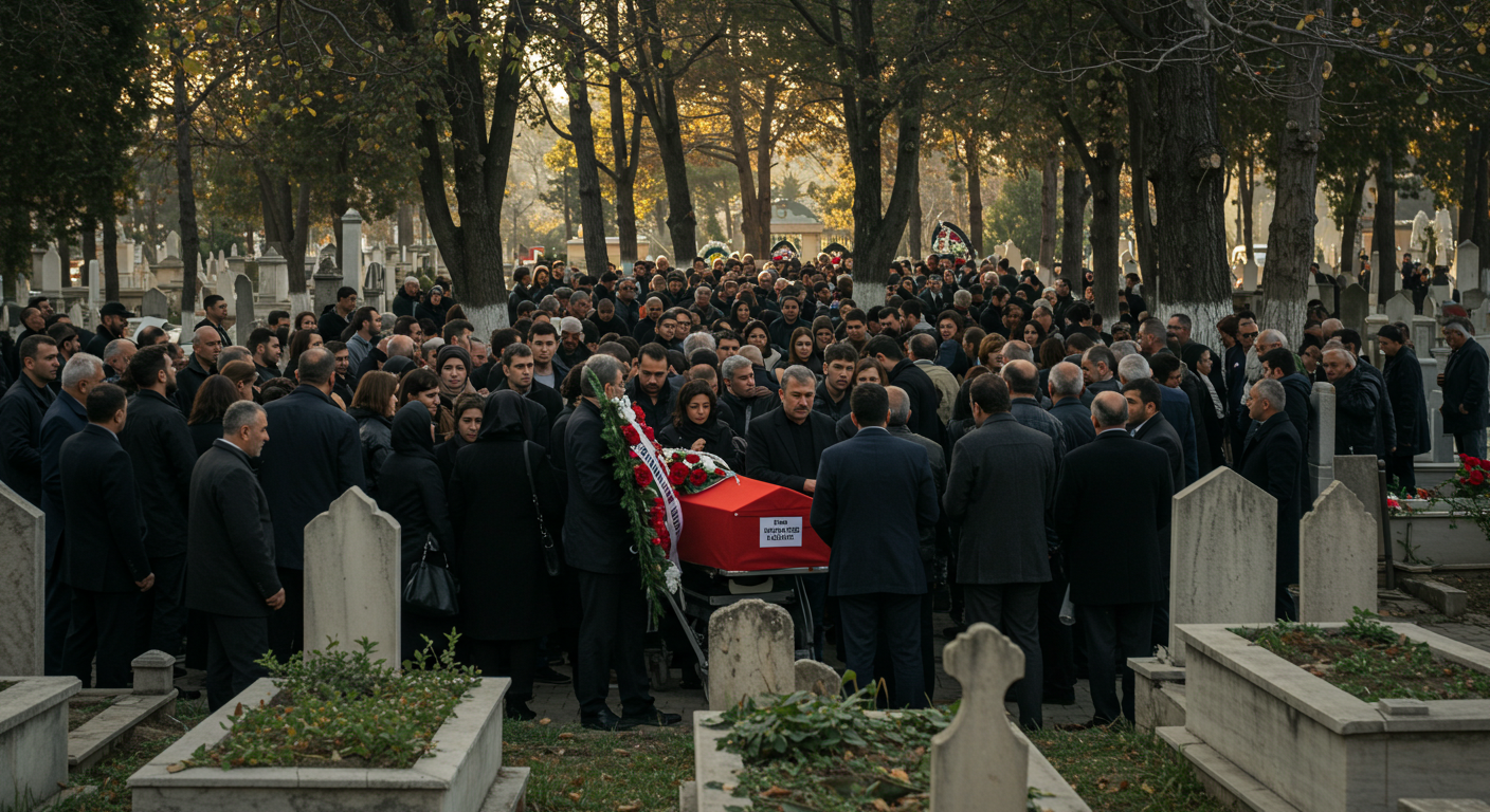 Ferdi Zeyrek'in naaşı Kırtık Mezarlığı'nda toprağa veriliyor.