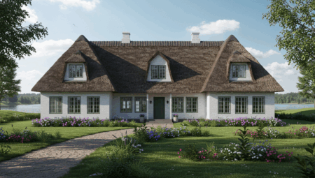 Geleneksel Saz Çatılı Kır Evi ve Modern Mimarinin Büyüleyici Buluşması