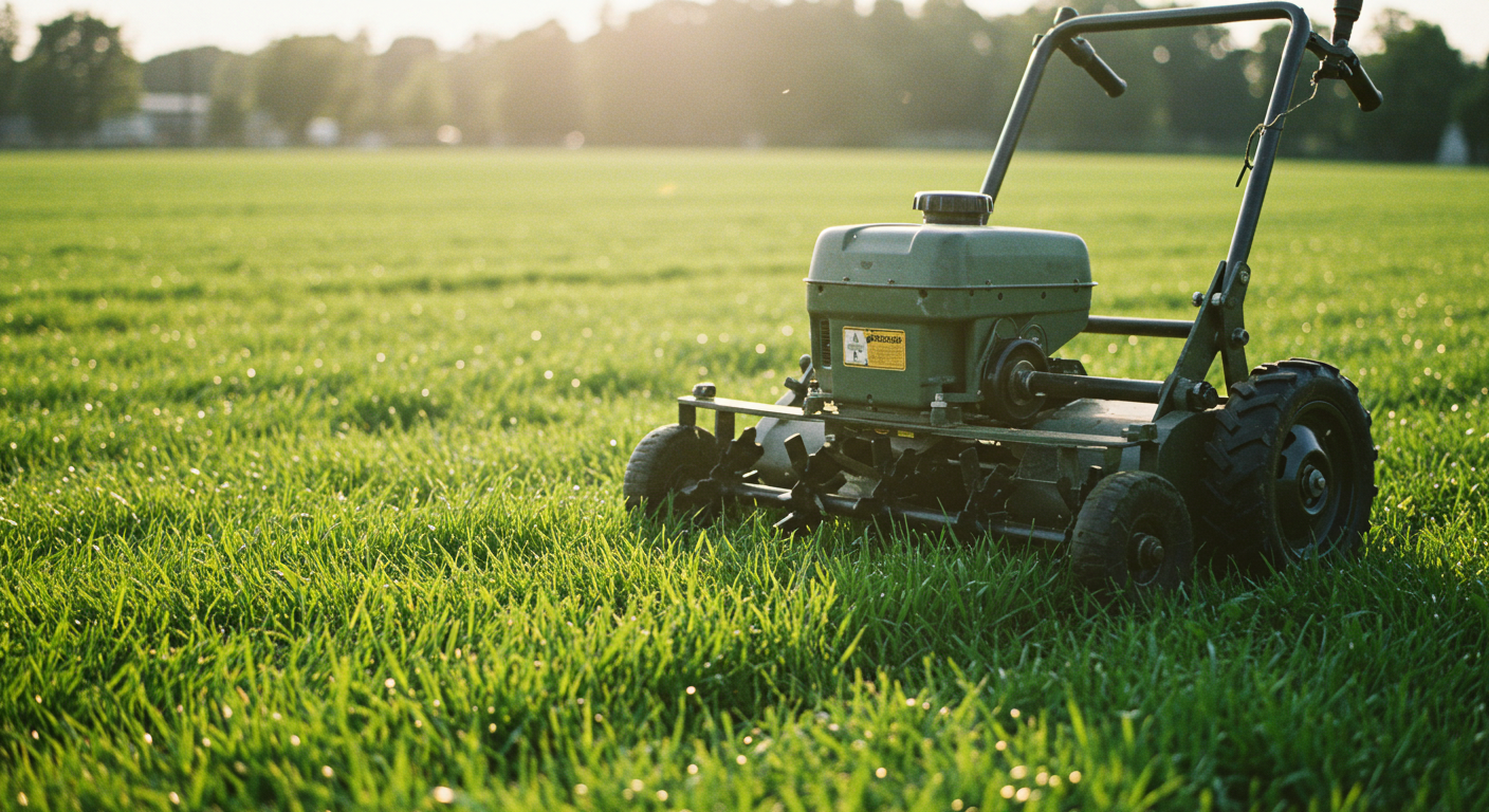 Çim alanda kullanılan mekanik bir havalandırma aleti.