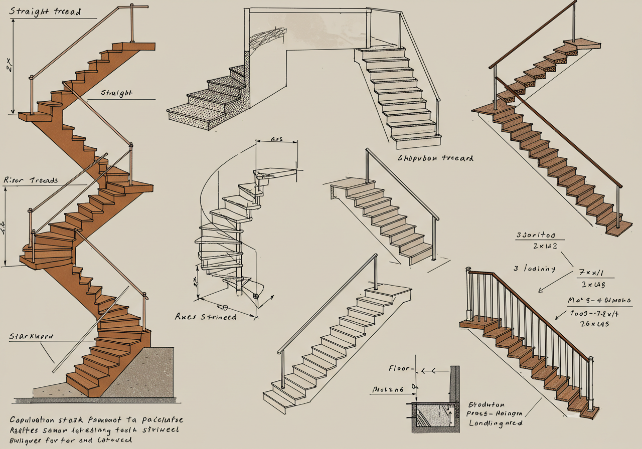 Farklı merdiven tipleri ve bu tiplere göre merdiven hesabı yapılırken dikkat edilecekler.