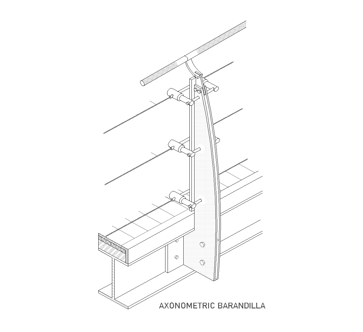 Köşe dönüşü ve dikme yerleşimini gösteren bir Balkon Korkuluk Detayı Dwg İndir plan çizimi.