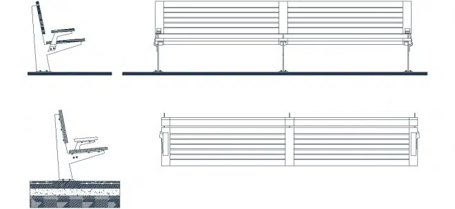 Prekast betondan imal edilmiş modern bir oturma elemanına ait Bank Detayı Dwg İndir çizimi.