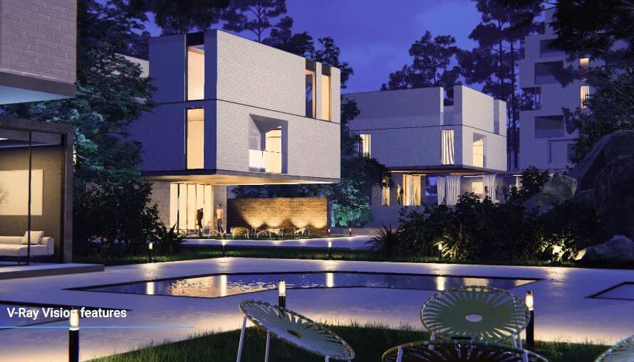V-Ray ile oluşturulmuş fotorealistik bir mimari görsel - en iyi 5 render programı